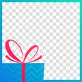 Gift box banner. Social media post layout. Christmas sale, birthday, giveaway frame template. Vector illustration. Royalty Free Stock Photo